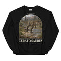 Ceratosaurus crewneck sweatshirt in Black — Deep Time Atlas Plate 020, PaleoThreads