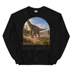 Apatosaurus crewneck sweatshirt in Black — Deep Time Atlas Plate 046, PaleoThreads