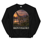 Brontosaurus crewneck sweatshirt in Black — Deep Time Atlas Plate 047, PaleoThreads