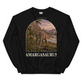 Amargasaurus crewneck sweatshirt in Black — Deep Time Atlas Plate 053, PaleoThreads