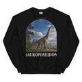 Sauroposeidon crewneck sweatshirt in Black — Deep Time Atlas Plate 057, PaleoThreads