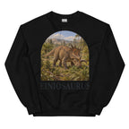 Einiosaurus crewneck sweatshirt in Black — Deep Time Atlas Plate 066, PaleoThreads