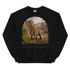 Kosmoceratops crewneck sweatshirt in Black — Deep Time Atlas Plate 064, PaleoThreads