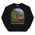 Shantungosaurus crewneck sweatshirt in Black — Deep Time Atlas Plate 077, PaleoThreads