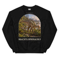 Brachylophosaurus crewneck sweatshirt in Black — Deep Time Atlas Plate 082, PaleoThreads