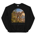 Muttaburrasaurus crewneck sweatshirt in Black — Deep Time Atlas Plate 080, PaleoThreads
