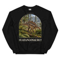 Huayangosaurus crewneck sweatshirt in Black — Deep Time Atlas Plate 088, PaleoThreads