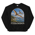 Pteranodon crewneck sweatshirt in Black — Deep Time Atlas Plate 097, PaleoThreads