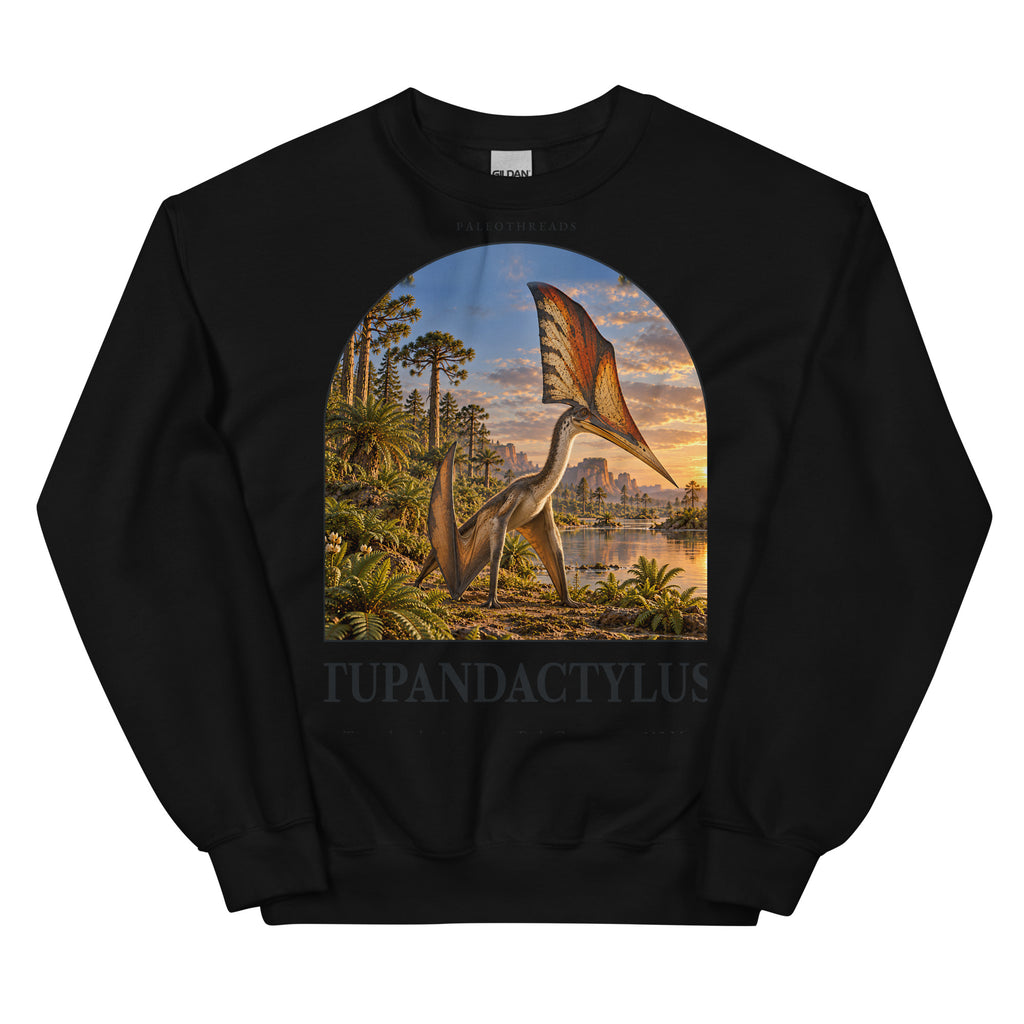 Tupandactylus crewneck sweatshirt in Black — Deep Time Atlas Plate 100, PaleoThreads