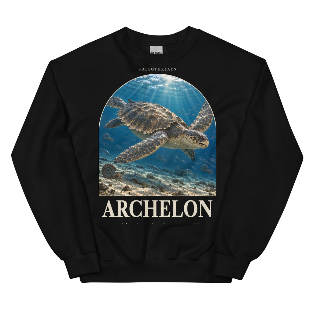 Archelon crewneck sweatshirt in Black — Deep Time Atlas Plate 116, PaleoThreads