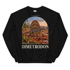 Dimetrodon crewneck sweatshirt in Black — Deep Time Atlas Plate 133, PaleoThreads