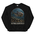 Dunkleosteus crewneck sweatshirt in Black — Deep Time Atlas Plate 137, PaleoThreads