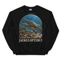 Jaekelopterus crewneck sweatshirt in Black — Deep Time Atlas Plate 141, PaleoThreads