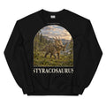 Styracosaurus crewneck sweatshirt in Black — Deep Time Atlas Plate 059, PaleoThreads
