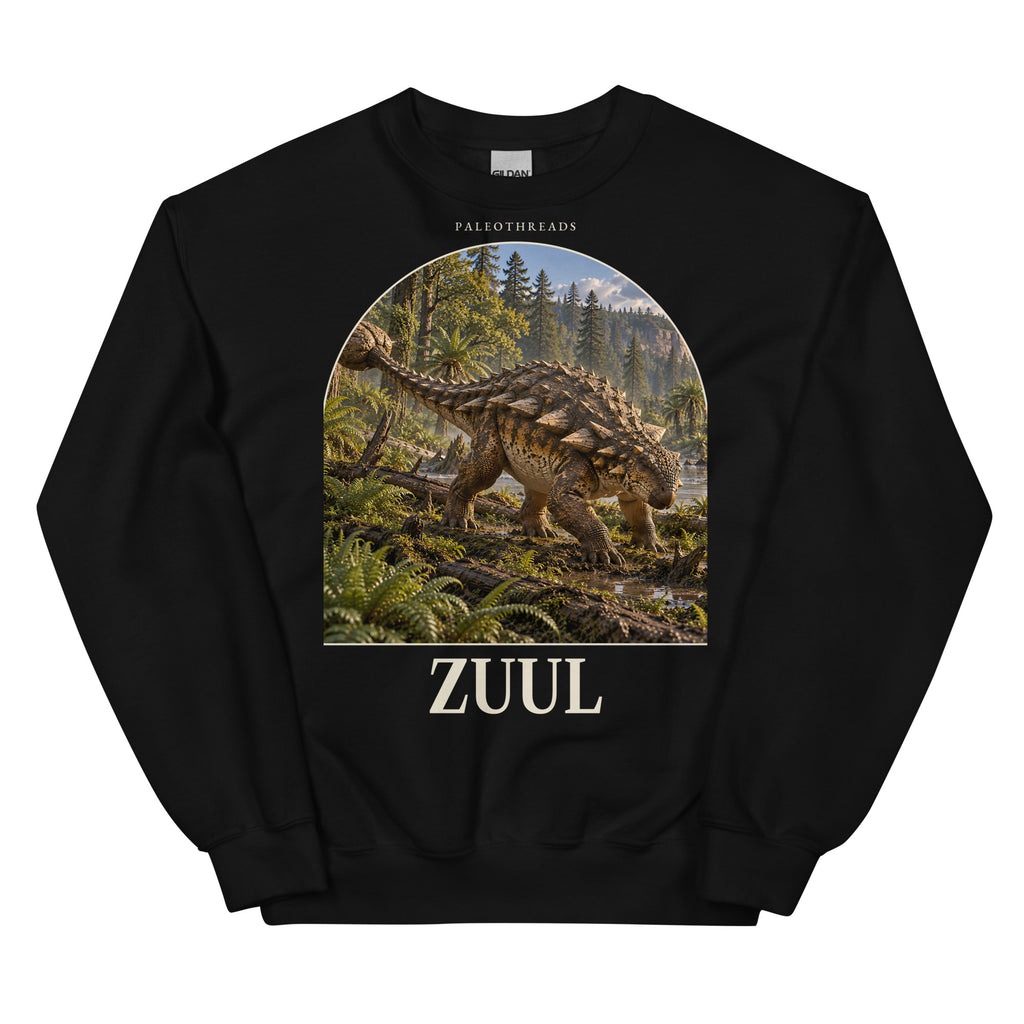 Zuul crewneck sweatshirt in Black — Deep Time Atlas Plate 091, PaleoThreads
