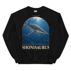 Shonisaurus crewneck sweatshirt in Black — Deep Time Atlas Plate 111, PaleoThreads