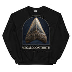 Megalodon tooth specimen crewneck sweatshirt in Black — Deep Time Atlas Plate 173, PaleoThreads