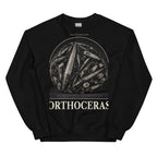 Orthoceras specimen crewneck sweatshirt in Black — Deep Time Atlas Plate 178, PaleoThreads