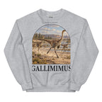 Gallimimus crewneck sweatshirt in Sport Grey — Deep Time Atlas Plate 029, PaleoThreads