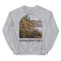 Sinosauropteryx crewneck sweatshirt in Sport Grey — Deep Time Atlas Plate 027, PaleoThreads