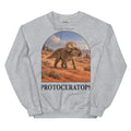 Protoceratops crewneck sweatshirt in Sport Grey — Deep Time Atlas Plate 060, PaleoThreads