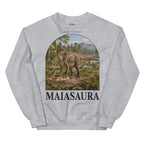 Maiasaura crewneck sweatshirt in Sport Grey — Deep Time Atlas Plate 074, PaleoThreads