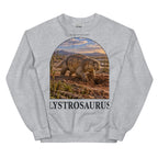 Lystrosaurus crewneck sweatshirt in Sport Grey — Deep Time Atlas Plate 136, PaleoThreads