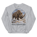 Woolly rhinoceros crewneck sweatshirt in Sport Grey — Deep Time Atlas Plate 157, PaleoThreads
