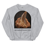 Carcharodontosaurus tooth specimen crewneck sweatshirt in Sport Grey — Deep Time Atlas Plate 175, PaleoThreads