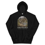 Ceratosaurus hoodie in Black — Deep Time Atlas Plate 020, PaleoThreads