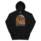 Majungasaurus hoodie in Black — Deep Time Atlas Plate 039, PaleoThreads