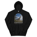 Sauroposeidon hoodie in Black — Deep Time Atlas Plate 057, PaleoThreads