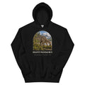 Shantungosaurus hoodie in Black — Deep Time Atlas Plate 077, PaleoThreads