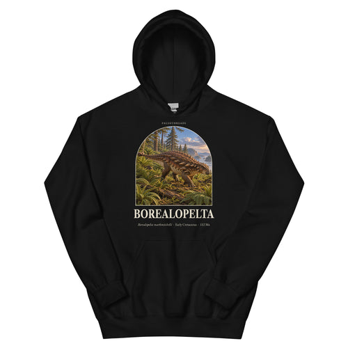 Borealopelta hoodie in Black — Deep Time Atlas Plate 085, PaleoThreads