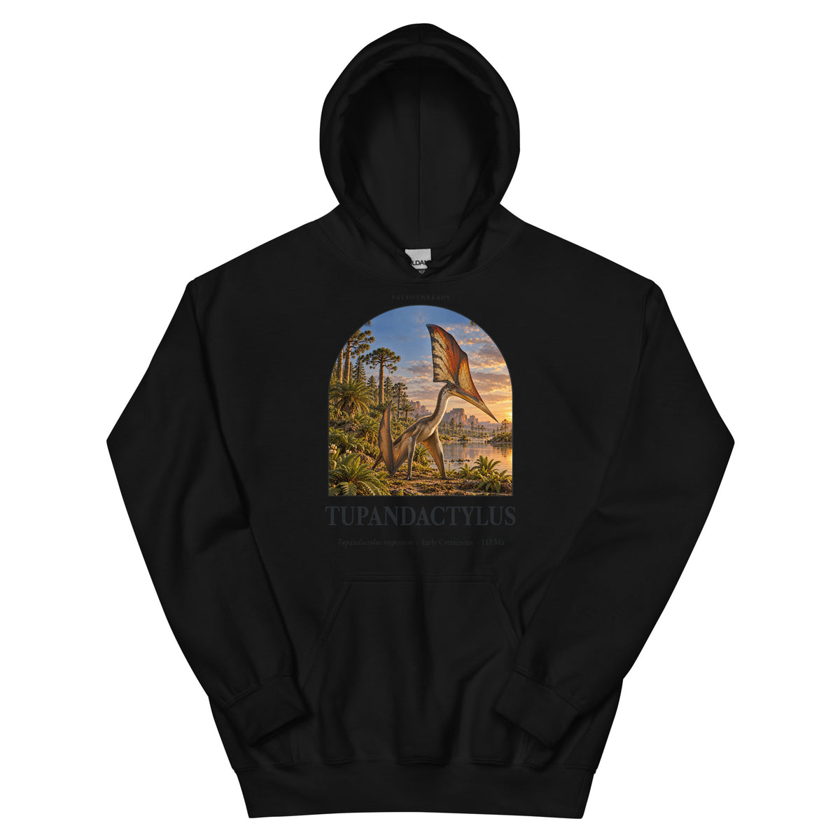 Tupandactylus hoodie in Black — Deep Time Atlas Plate 100, PaleoThreads