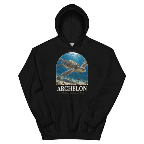 Archelon hoodie in Black — Deep Time Atlas Plate 116, PaleoThreads