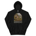 Deinonychus hoodie in Black — Deep Time Atlas Plate 017, PaleoThreads