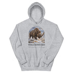 Woolly rhinoceros hoodie in Sport Grey — Deep Time Atlas Plate 157, PaleoThreads