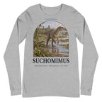 Suchomimus long sleeve tee in Athletic Heather — Deep Time Atlas Plate 032, PaleoThreads