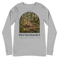 Psittacosaurus long sleeve tee in Athletic Heather — Deep Time Atlas Plate 065, PaleoThreads