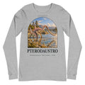 Pterodaustro long sleeve tee in Athletic Heather — Deep Time Atlas Plate 105, PaleoThreads