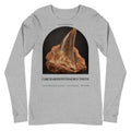 Carcharodontosaurus tooth specimen long sleeve tee in Athletic Heather — Deep Time Atlas Plate 175, PaleoThreads