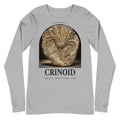 Crinoid specimen long sleeve tee in Athletic Heather — Deep Time Atlas Plate 179, PaleoThreads