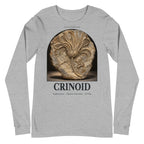 Crinoid specimen long sleeve tee in Athletic Heather — Deep Time Atlas Plate 179, PaleoThreads