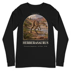 Herrerasaurus long sleeve tee in Black — Deep Time Atlas Plate 036, PaleoThreads