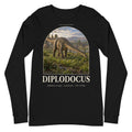 Diplodocus long sleeve tee in Black — Deep Time Atlas Plate 045, PaleoThreads