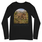 Einiosaurus long sleeve tee in Black — Deep Time Atlas Plate 066, PaleoThreads