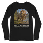 Regaliceratops long sleeve tee in Black — Deep Time Atlas Plate 069, PaleoThreads