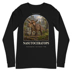 Nasutoceratops long sleeve tee in Black — Deep Time Atlas Plate 068, PaleoThreads