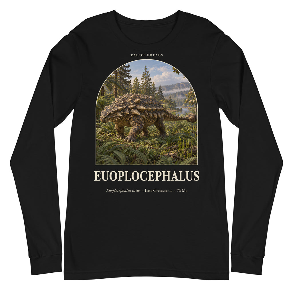 Euoplocephalus long sleeve tee in Black — Deep Time Atlas Plate 084, PaleoThreads